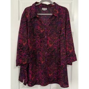 Catherines Women's Multicolor Floral Paisley Top Size 3X